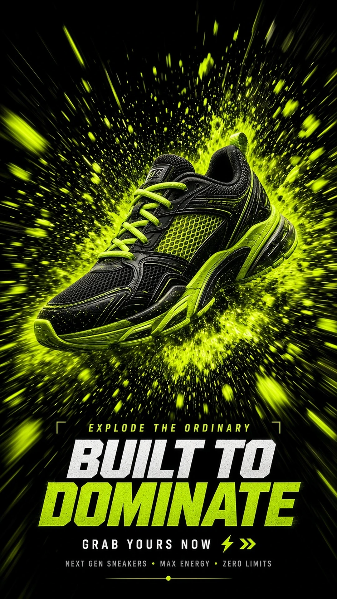 AI ad frame: sneaker burst